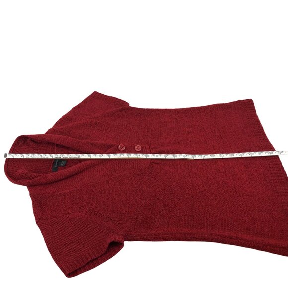 C’est City Red Knit Short Sleeve Sweater Top Size L - Picture 10 of 10